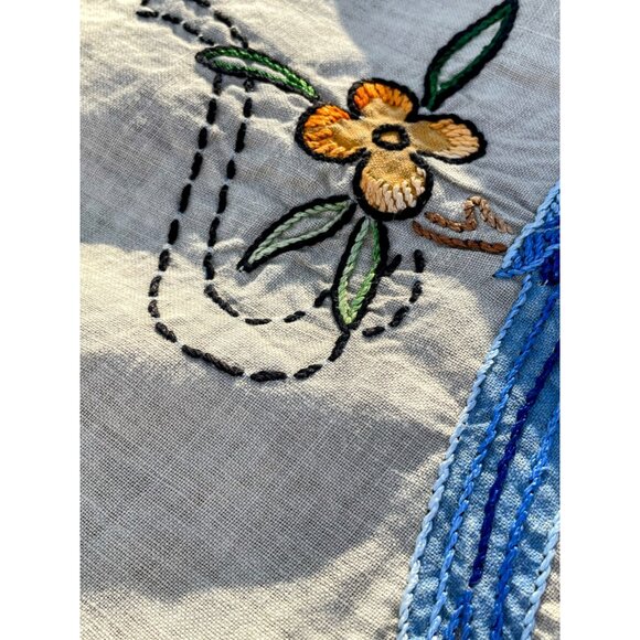 Arts & Crafts Linen Embroidery Table Runner Dresser Scarf Set Bird Of Paradise - Picture 5 of 16